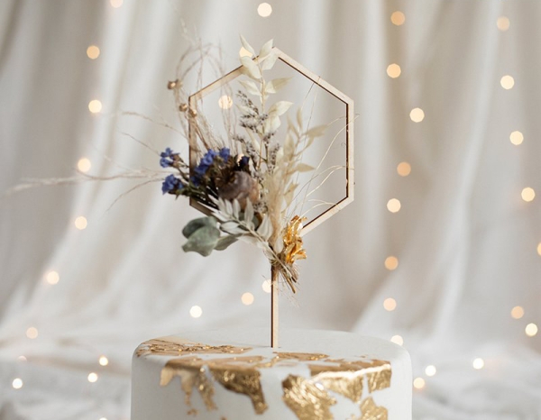 Cake Topper - Wooden Hexagon 13cm